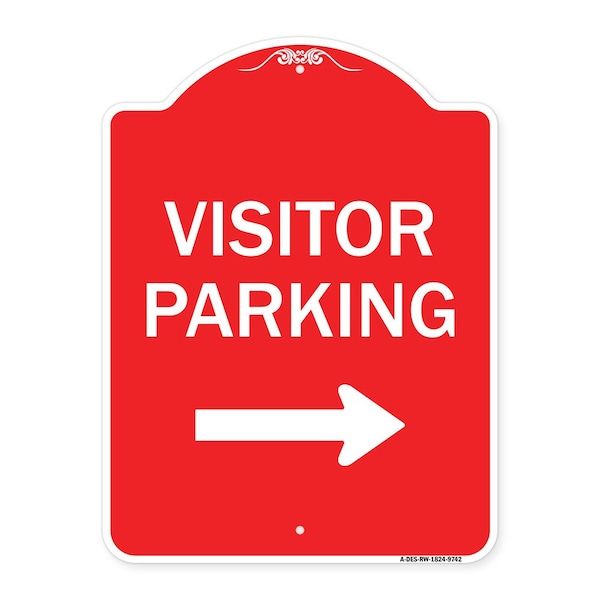 Visitor Parking With Right Arrow Heavy-Gauge Aluminum Architectural Sign, 24" x 18", RW-1824-9742